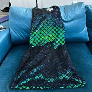 Fun sequin blue green party dress